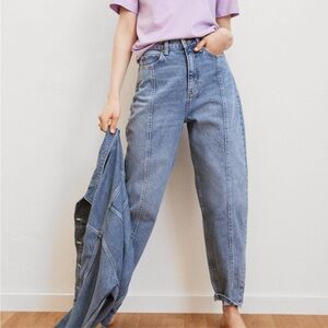 H&M X LEE Collab Vintage Style Medium Wash Balloon Jeans